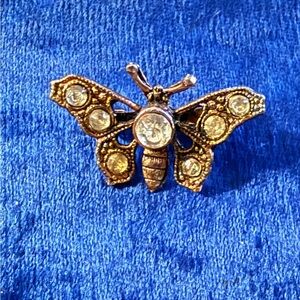 Vintage Gold toned Butterfly Brooch with Gem Accents